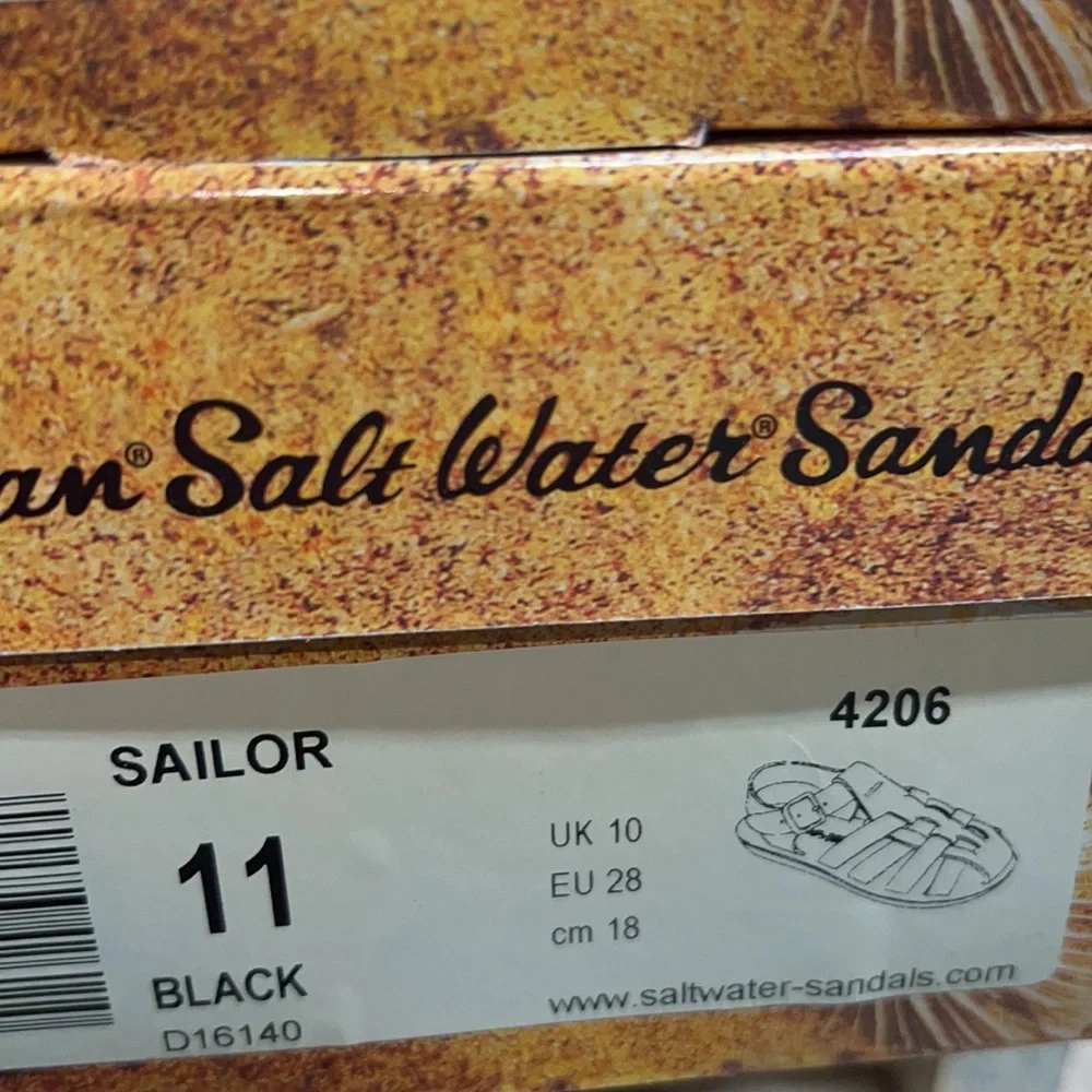 AUTH NIB Salt Water Sandal by Hoy Shoes Sun-San - Sailors BLACK